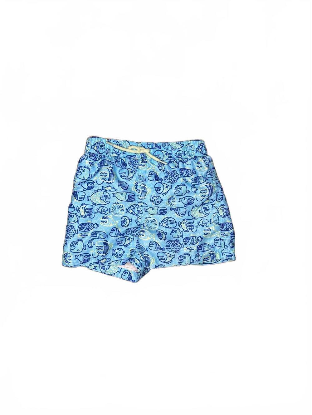 Joe Fresh Blue Fish Print Swim Trunks 12-18 Months